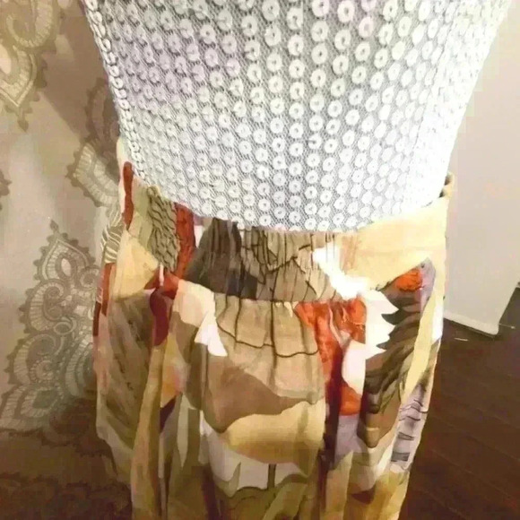 Vintage tropical print pleated skirt with splits size 40 - Picture 3 of 7